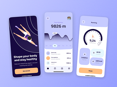 Fitness app mobile concept android design fitness flat ios layo mobile app screen splash stats studio tracking ui ux