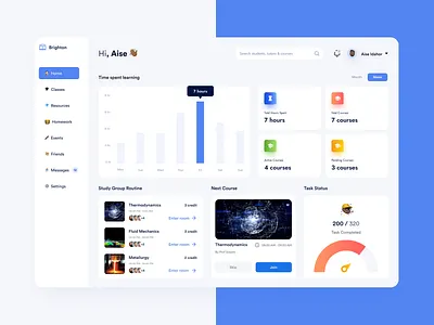 Brighton dashboard edu tech learning online learning school university webapp