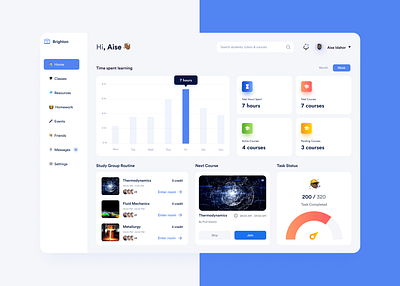 Brighton dashboard edu tech learning online learning school university webapp