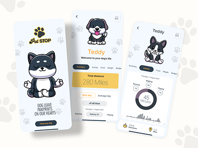 PatStop Animal Care App android branding design dog illustration ios light ui mobile app design modern pat product design ui user experience user interaction user interface ux