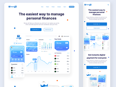 Landing Page Wallo App - Finance App 😁 3d agency agency website animation branding design finance graphic design illustration landingpage logo mobile app mobile design motion graphics ui ux web design