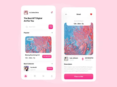 NFT Mobile App app art design digital art mobile mobile app mobile design nft nft design nft market place nft mobile app ui uidesign uiux uiuxdesign