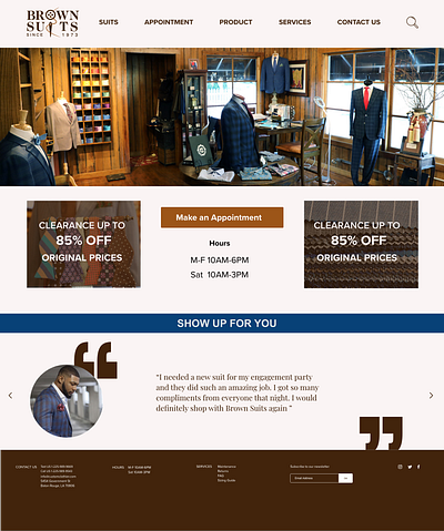 Brown Suits Website branding custimsuit design logo product design suit ui uid ux uxd webdesign website