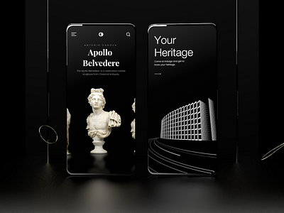 museum 3D mobile app ui ux 3d app asthetic beautidul branding cinema4d dark design logo minimal mobile mobile ui new real 3d royal trend ui ux