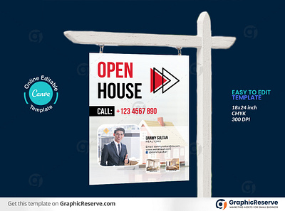 Open House Yard Sign (Canva template) open house open house yard sign open house yard sign template yard sign yard sign design yard sign template