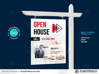 Open House Yard Sign (Canva template) open house open house yard sign open house yard sign template yard sign yard sign design yard sign template