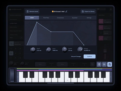 Sunday Keys - an iPad app for live performance animation app audio plugin ipad ipad app keys knobs motion motion design music app music design music production plugin product design sliders synth ui ux vst vst plugin