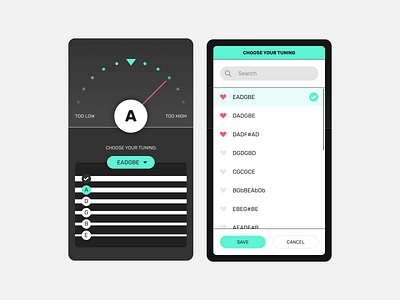 Guitar Tuner App calarts figma guitar mobile product tuner tuning ui uxui