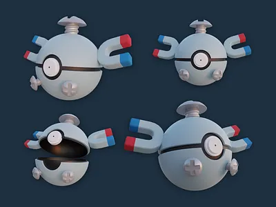 Pokemite 3d 3dart art blender character creative cute design graphic design illustration magnemite photoshop pokeball pokemon