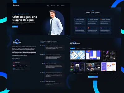 Resume Webisite Landing Page 3d animation app branding design graphic design illustration landingpage landingpagewebsite logo minimal mobile design mobile ui motion graphics resume ui ux website