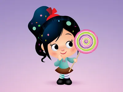 Vanellope von Schweetz adobe illustrator character design cute disney illustration jerrod maruyama kawaii vector