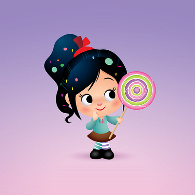 Vanellope von Schweetz adobe illustrator character design cute disney illustration jerrod maruyama kawaii vector
