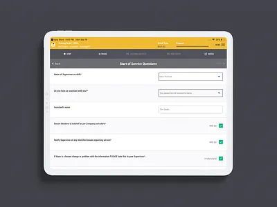 Zone Maintenance iPad app yellow