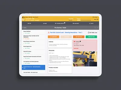 Zone Maintenance iPad app yellow