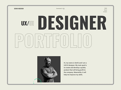 Portfolio Website - UX/UI design - Serhii Korzhov animation design minimal ui ux web