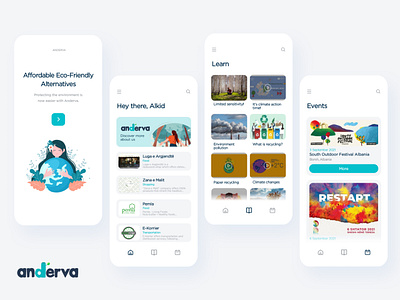 Anderva app UI 🌱 albania anderva app app design application branding design eco friendly environment graphic design illustration logo ui