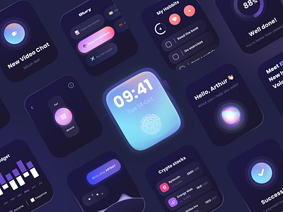 AI Voice Assistant Watch Version ai colourful dark ui design ui voice assistant watch