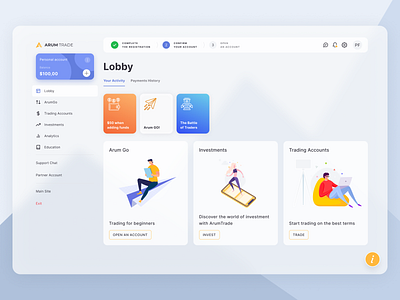 ArumTrade Personal Account design investments personal account product trading ui ux web design