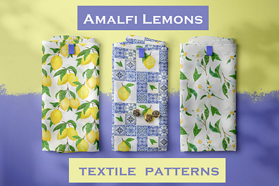 Amalfi Lemons Textile Patterns digital paper fashion illustration lemons mediterranean procreate seamess pattern surface design surface pattern textile textile design textile patterns watercolor