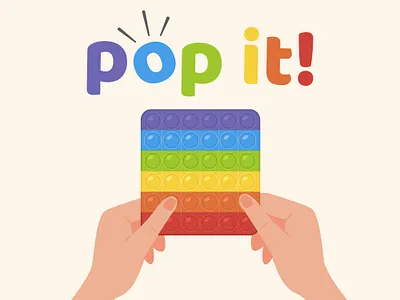 Pop It! bubble children fidget flat flat design game hands holding illustration kids pop it popular school toy trendy vector