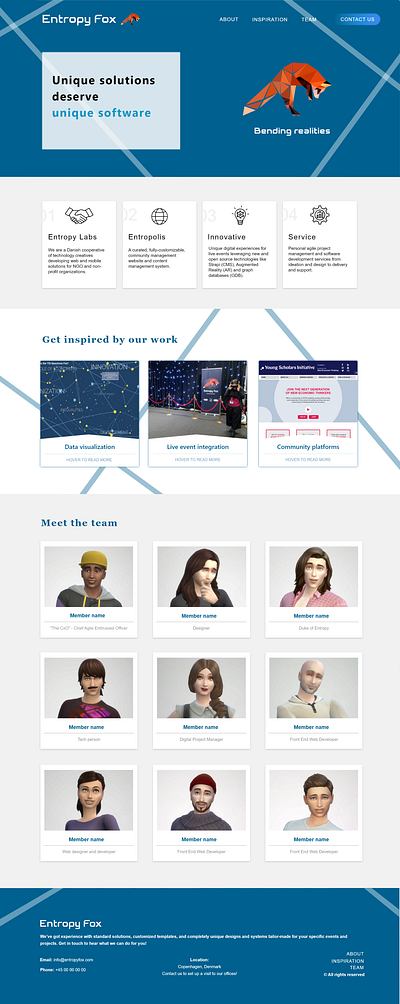 Entropyfox - development company website design. branding colors design illustration ui ux