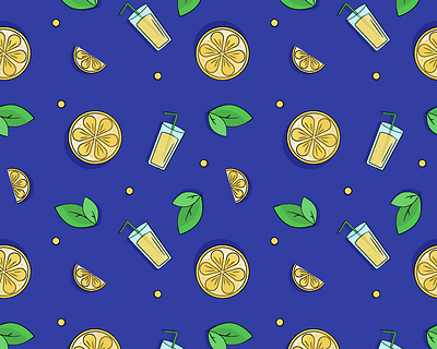 Lemon Pattern fresh drink pattern fruits pattern illustration lemon lemon lemonade lemon pattern lemonade pattern summer vector graphic yellow