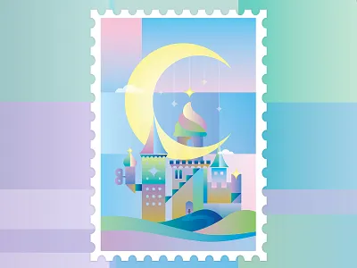 Fantasy Castle castle fantasy geometry illustration moon sky starry