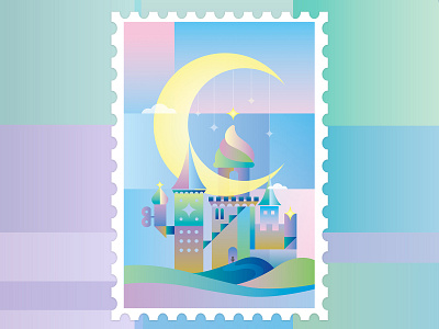 Fantasy Castle castle fantasy geometry illustration moon sky starry