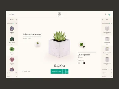 Conjunction succulents store (combination page) animation clean concrete geometric icon design interaction minimalistic motion plants succulents ui design ux design