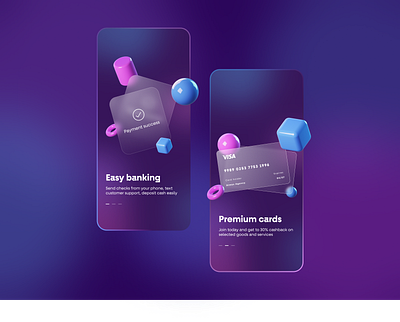 Pacific - Glassmorphism Banking Application (UI Concept) 3d app banking card clean concept creative dailyui design design research figma glassmorphism minimalism mobile app design mobile ui ui ux