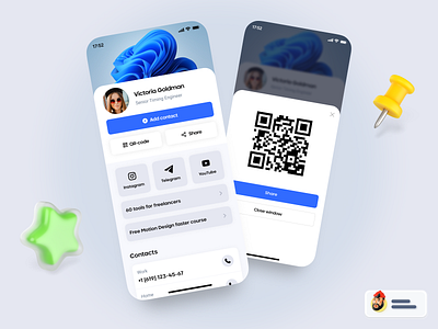 Brainy Cards: Mobile Business Card app design blue business card ui colorful creative dashboard interface layout map mobile app mobile ui platform product design profile shot social system ui ux