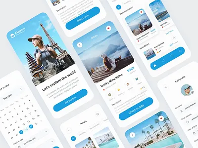 Alcazar Traveling - Mobile App adventure animation app app design booking clean flight holiday hotel integration mobile mobile animation mobile app mobile integration tourism travel traveling trip ux vacation