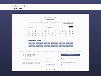 The suit bar - Book appointment page figma redesign suit brand website ui ux design ux webdesign
