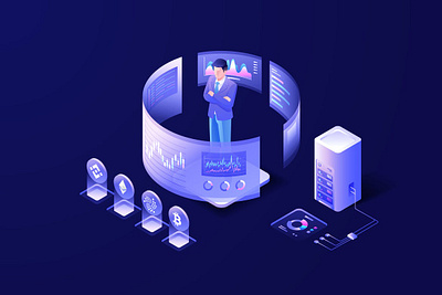 Cryptocurrency Isometric Vector Illustration 3d 3d animation 3d art 3d character 3d illustration app business concept design illustration landing landing page landing pages page technology web app web design website