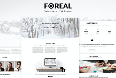 Foreal - Minimal Business HTML5 Template agency app black business clean creative flat gallery minimal mobile multipurpose onepage portfolio responsive ui ui design ux ux design vcard white