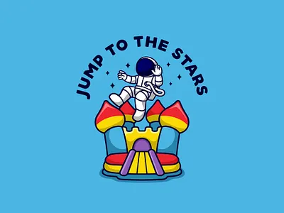 JUMP TO THE STARS animal astronaut bounce bounce house character cute illustration logo mascot space