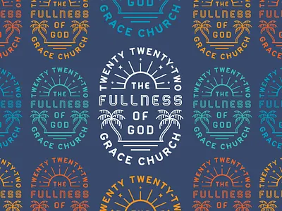 Annual Theme: Fullness of God Stamp 2022 badge design event fullness illustration linework palm tree series stamp stars sun t shirt theme type typography