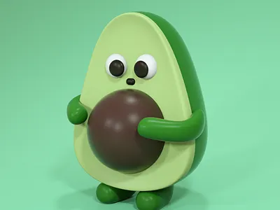 3D Avocado 3d 3d design 3d designer art avocado ball character cinema 4d design eat eyes fruit graphic design green hand illustration plant ui vagetable