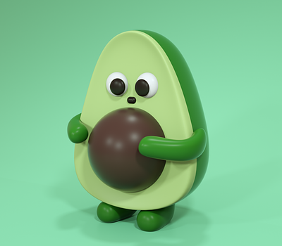 3D Avocado 3d 3d design 3d designer art avocado ball character cinema 4d design eat eyes fruit graphic design green hand illustration plant ui vagetable