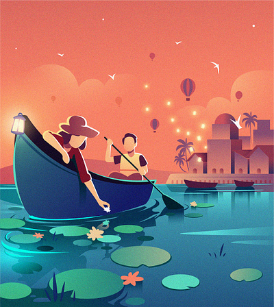 Canoe canoe design design illustration illustration illustration design illustration graphic design lake romance