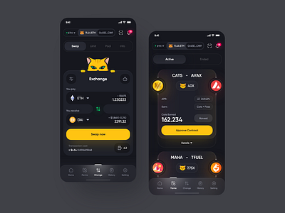 Swap 😺🤘 app application bitcoin btc components crypto cryptocurrency dark mode design eth ethereum exchange fluent interface ios minimal swap ui ux vuesax