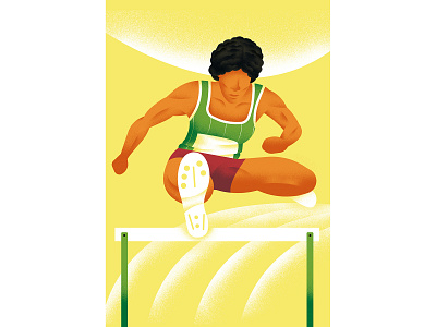 Match Point - Nawal El Moutawakel daniele simonelli dsgn hurdling illustration jump run texture vector