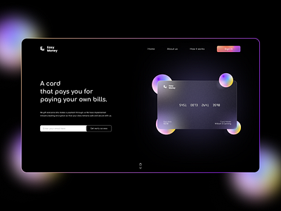 Glassmorphic design concept - Easy Money 3d glassmorphic gradients graphic design landing page minimal ui web