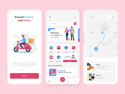 Delivin - Delivery Service Application Exploration app delivery design illustration mobile ui ui design uidesign uiux ux