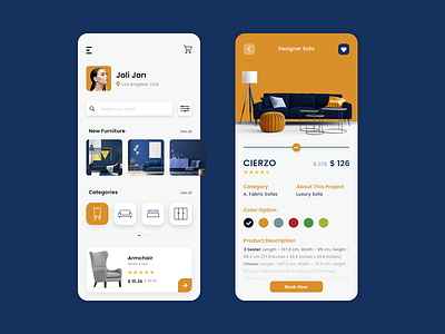 furniture selling app app design ui vector