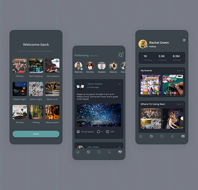 Social Concept App nightlife social ui