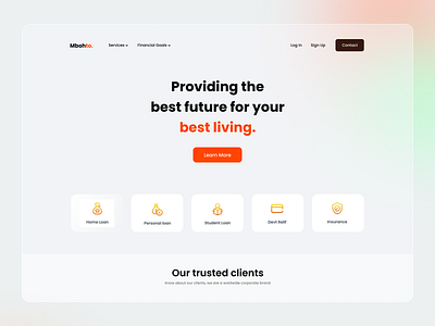 Mbuhto. - Loan Header Design branding design graphic design icon illustration landing page logo ui ux vector web