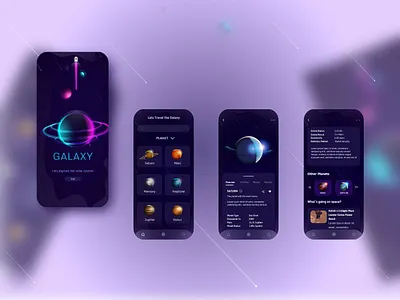 Planet Exploration App galaxy app ui ux xd