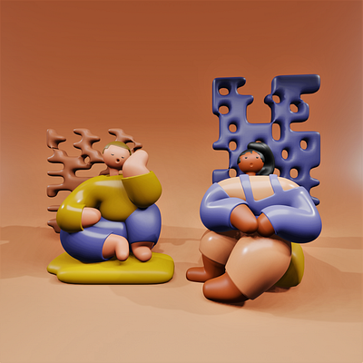 Sleeping Together zZz 3d 3d illustration blender 3d blender community design graphic design illustration ui