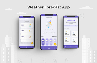 Weather Forecast App app design application ui dailyui ui uiuxdesign weatherapp